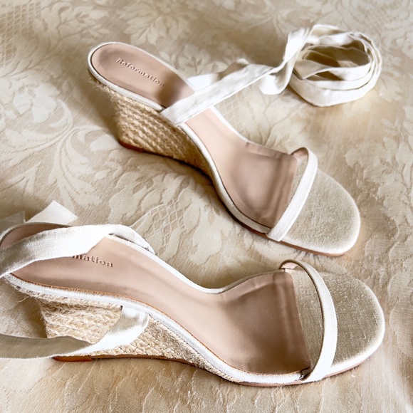 Reformation Alessa Linen Espedrille Wedges | NWOT - Picture 3 of 12